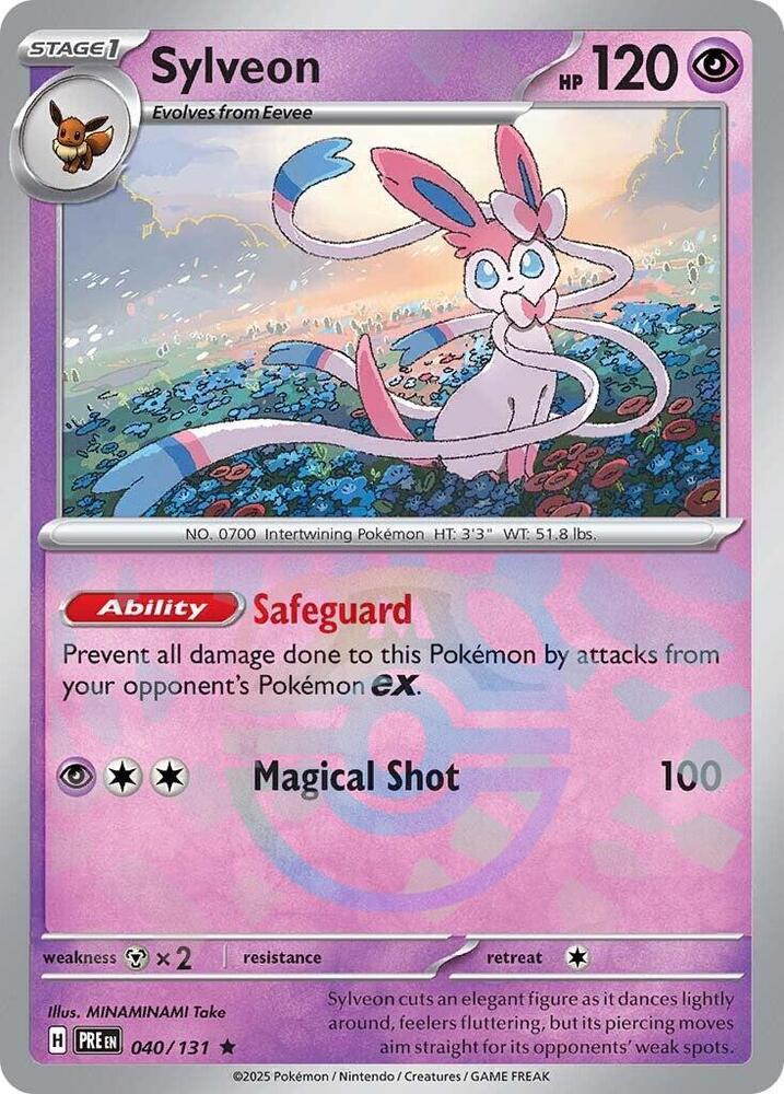Sylveon 040/131 Master Ball Reverse Holo Pokémon Card Front - Prismatic Evolutions